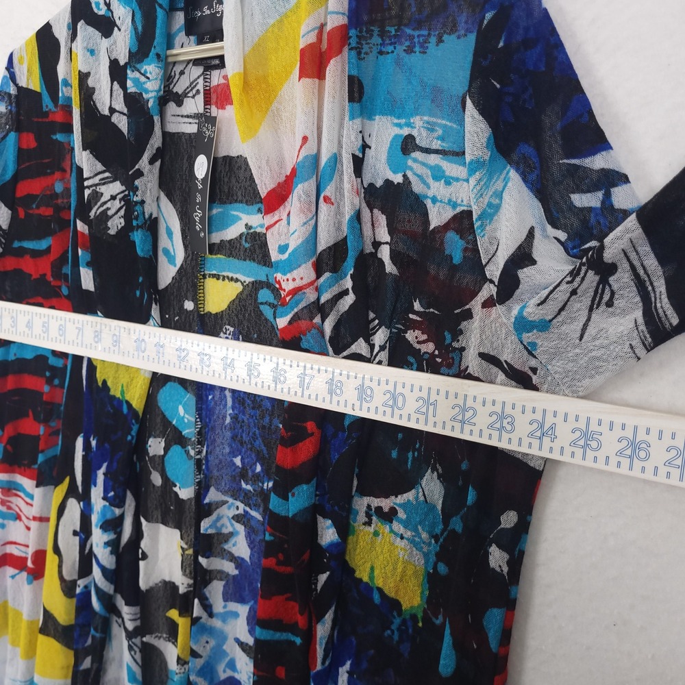 Step In Style Lightweight Cardigan XL Abstract Artsy Grunge Sheer Maximalist - Picture 4 of 16